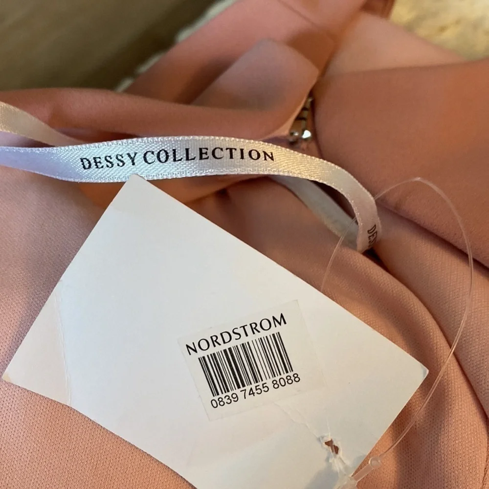 Dessy collection Open Back Gown in desert rose Size 14 New with tags Pink Maxi